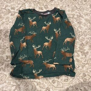 Kids Green Deer Print Shirt